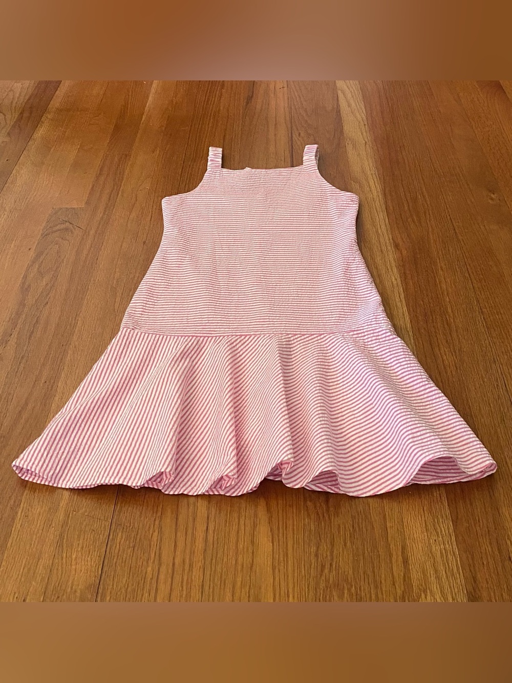 Florence Eiseman Seersucker Striped Sundress With Hem Ruffle
